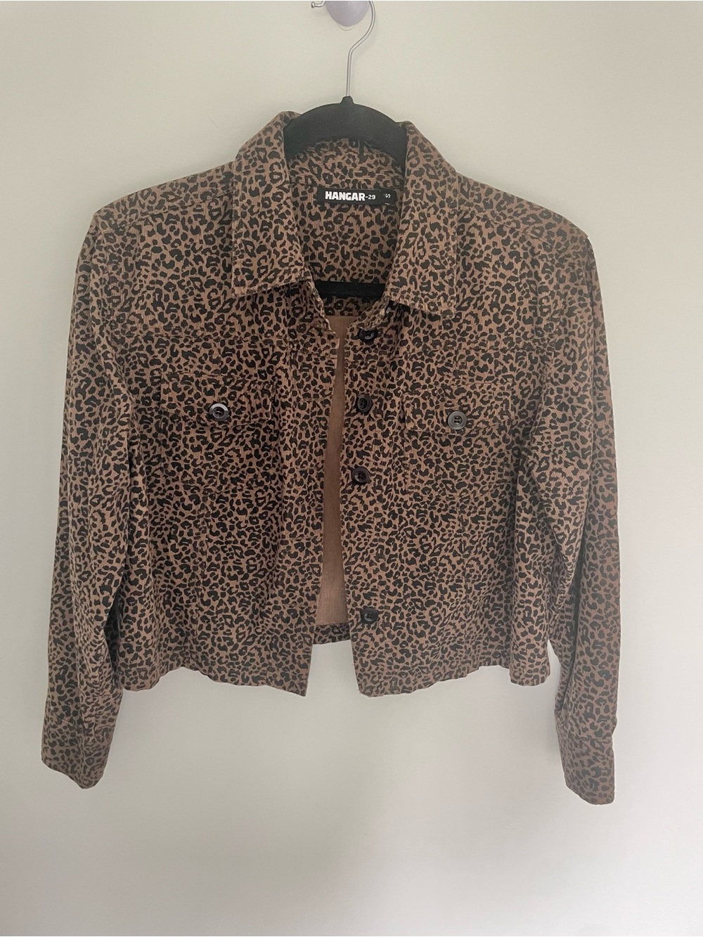 Hangar Leopard Print Cropped Jacket - Brown/Black